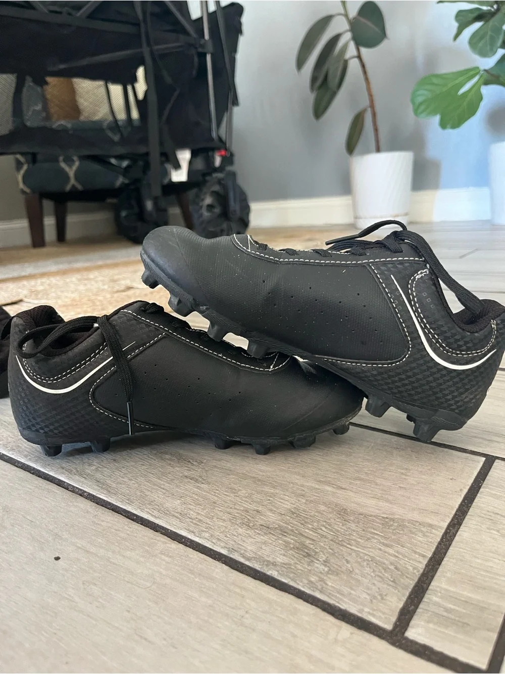 adidas Kids Black and White Cleats